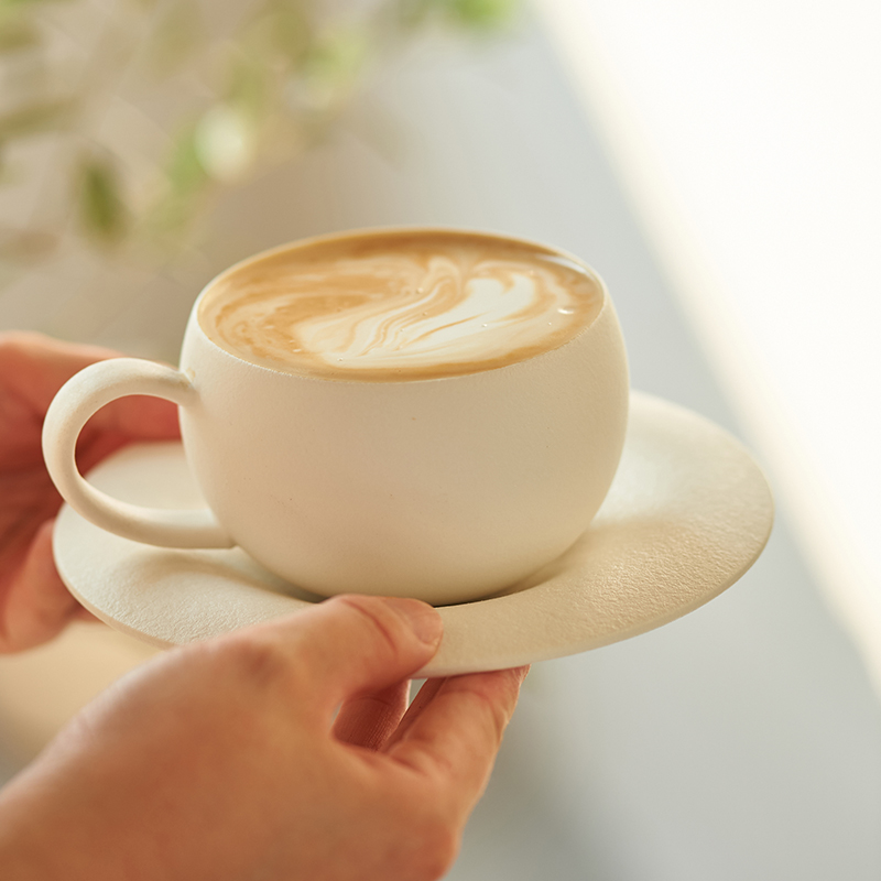 肆月复古咖啡杯子高级感咖啡杯碟陶瓷蛋杯拿铁拉花杯精致下午茶杯