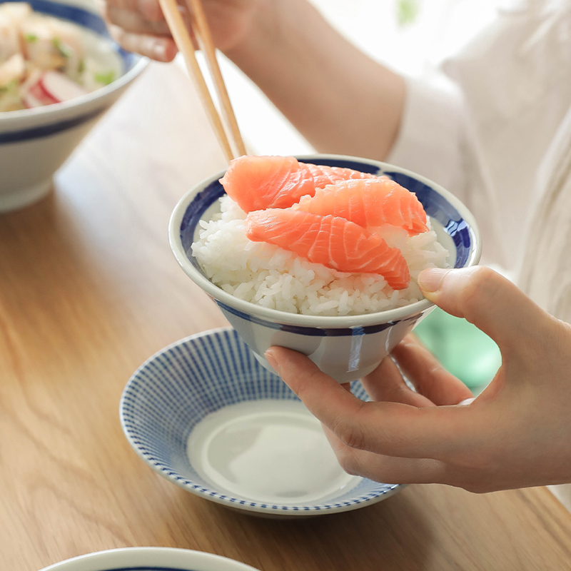 肆月涟漪 日式斗笠饭碗 家用创意陶瓷碗单个瓷碗个性餐具碗碟套装