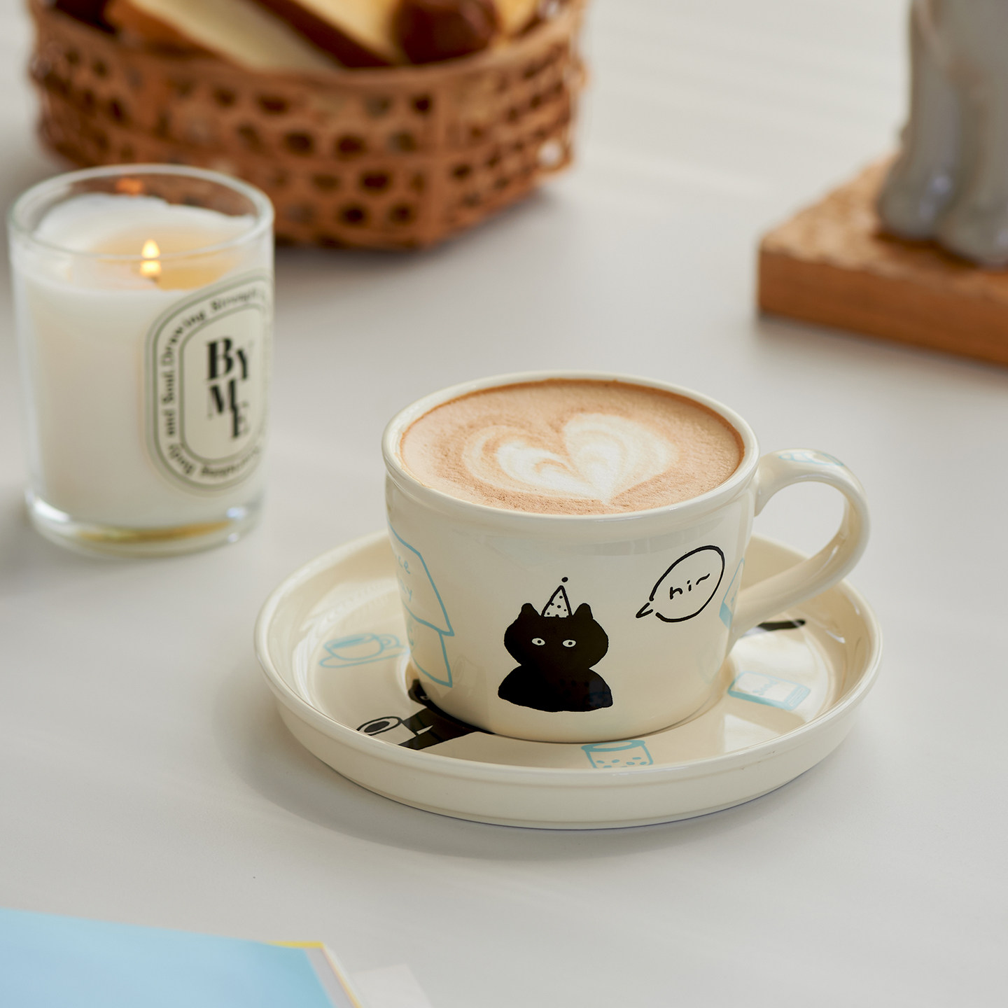 肆月陶瓷猫咪咖啡杯碟套装下午茶杯子女士个人专用美式拿铁拉花杯,淘宝优惠券,粉丝福利购,淘宝优惠卷