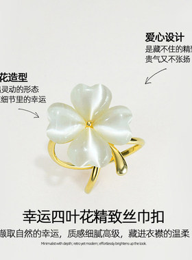 白色轻奢防走光丝巾胸针精致别针