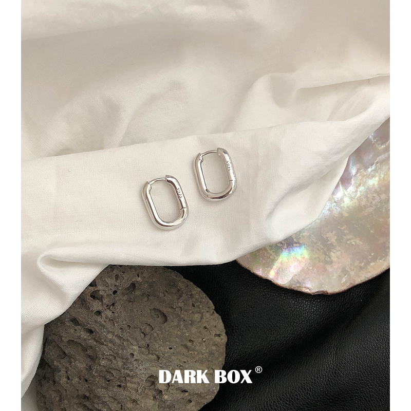 【Dark Box】单只出售 s925银扁椭圆环形粗耳钉男女个性街头港风-图2