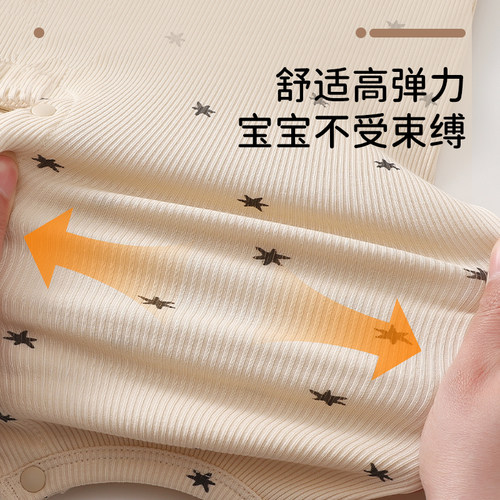 婴儿裤子秋冬季a类打底裤新生儿开档高腰裤初生宝宝家居长裤睡裤 - 图1