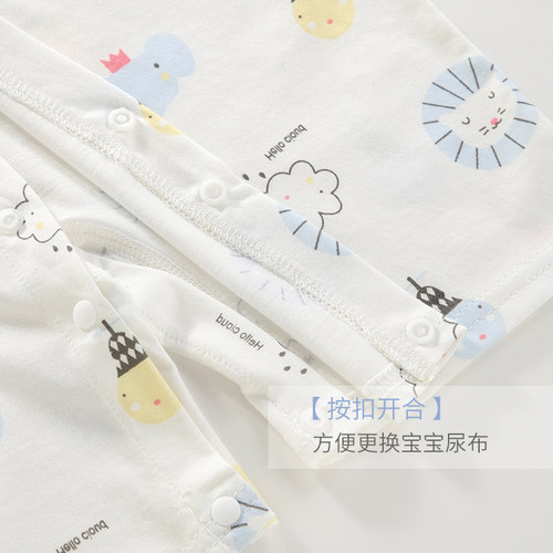 婴儿连体衣夏季薄款宝宝哈衣爬服和尚服睡衣无骨装纯棉短袖空调服 - 图3