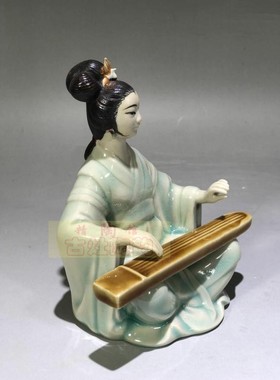 客厅桌面人物摆件抚筝女