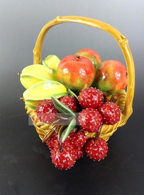 陶瓷工艺品石湾公仔家居装饰品礼品小摆件水果篮平果荔枝杨桃促销