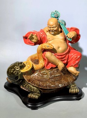 招财弥勒佛蛇龟摆件福星高照