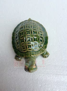 石湾公仔假山盆景鱼缸绿釉工艺品