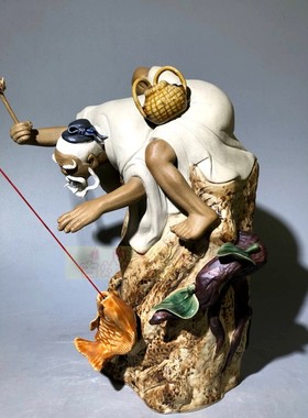 石湾公仔客厅渔翁摆件得心应手