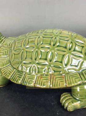 客厅招财动物摆件绿釉龟