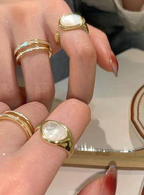 精致滴釉拼色戒指女气质优雅撞色百搭S925镀银开口指环甜酷食指戒