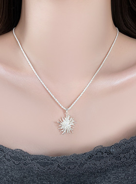 银色烟花蒲公英吊坠项链女小众设计感轻奢百搭锁骨链ins风颈链潮