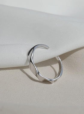 几何莫比乌斯戒指女简约冷淡风气质百搭S925镀银开口指环小众食指