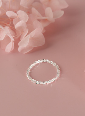 网红满天星戒指女软链条轻奢叠戴百搭指环ins风圆圈食指戒潮