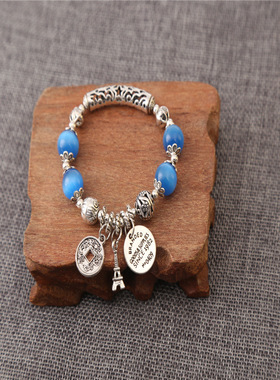 猫眼石手链手工藏银玉石手串精美女士猫眼石饰品