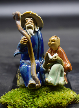 天然人物渔翁造景吸水石