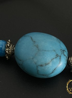 美国进口天然绿松石原矿无优化圆珠vintage中古复古项链Y11