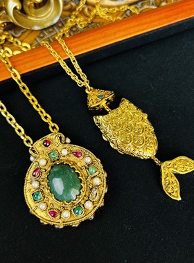 经典天然碧玉珍珠厚金动物