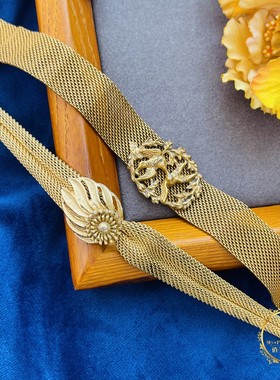 vintage美国古董goldette无标款金属编织中古复古手链项链