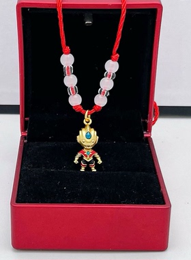 精工沙金卡通迪迦奥特曼吊坠项链男女宝宝生日礼物镀金仿黄金项链