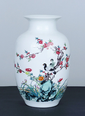 中号花瓶景德镇陶瓷插花瓶仿古中式客厅家居装饰花瓶摆件工艺品