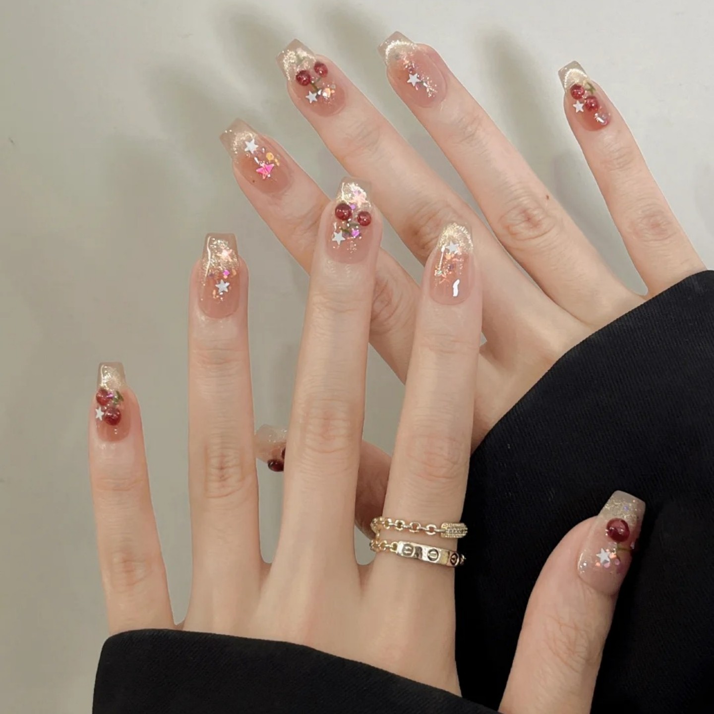 金光猫眼花花美甲穿戴甲手工短款温柔日常渐变成品纯欲高级感立体,淘宝优惠券,粉丝福利购,淘宝优惠卷