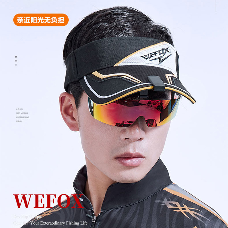 WEFOX威狐户外太阳眼镜夹帽式钓鱼偏光镜海钓防蓝光眩光路亚墨镜-图0