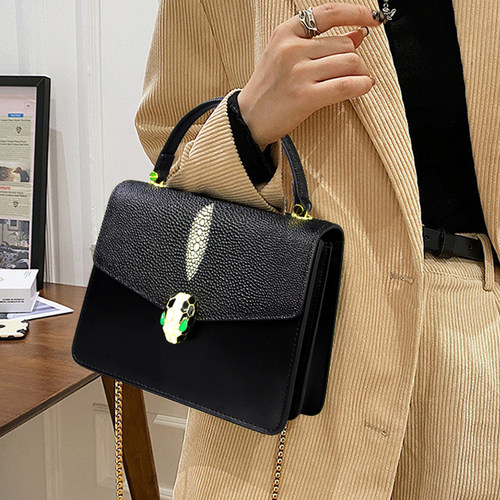 高端真皮女包2025夏季女士手提包时尚气质斜挎小方包牛皮小包包 - 图0