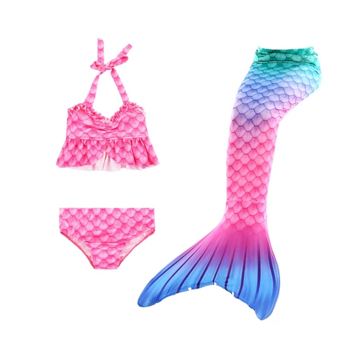 Детский купальник, наряд маленькой принцессы, раздельный комплект, крой «рыбий хвост», 3 предмета