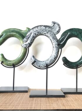 简约新款祝福石材绿色桌面摆件