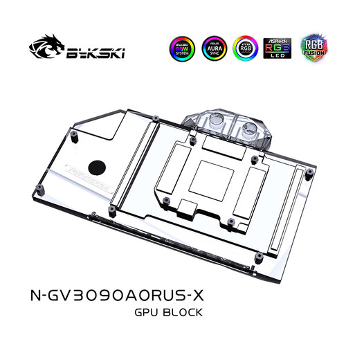 Bykski N-GV3090AORUS-X 显卡水冷头 技嘉 RTX3090 AORUS 24G散热 - 图0