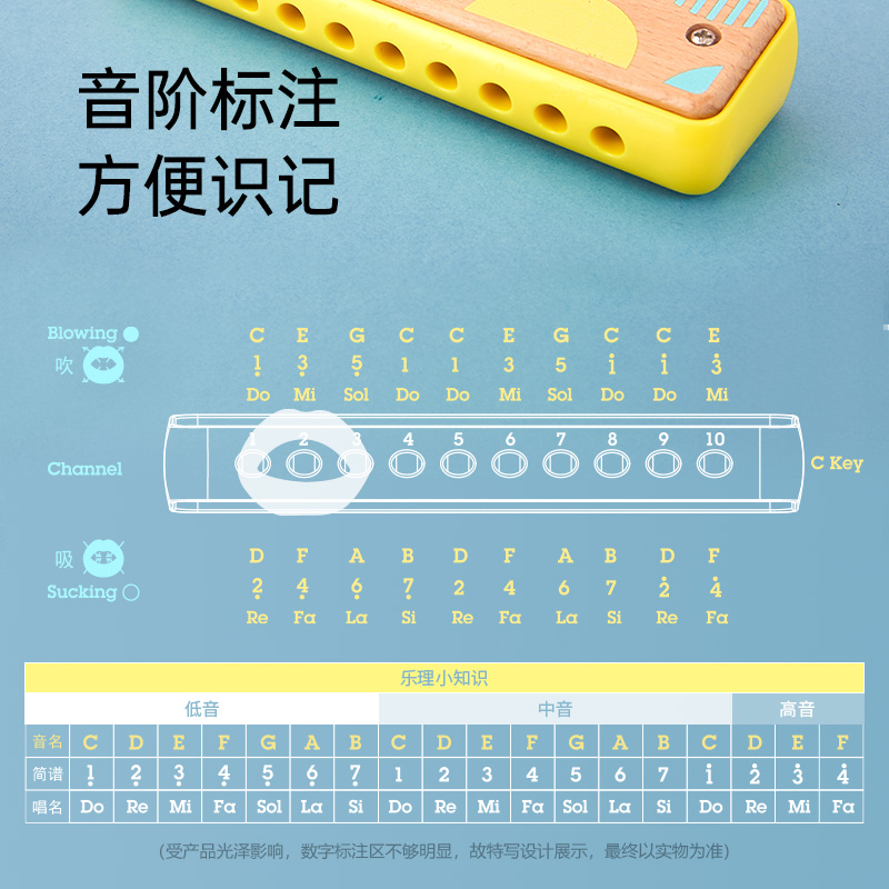 Hape儿童吹奏口琴正品婴幼儿音乐初学入门宝宝口风琴木质乐器玩具