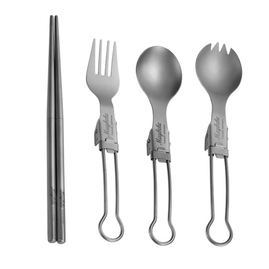 Pure Titanium Picnic Cutlery Cover Camping Folding Portable Fork