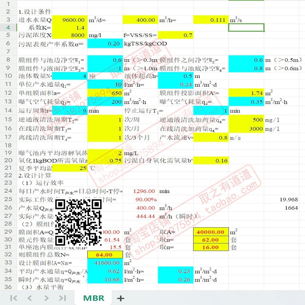 30个MBR废水处理计算表格+计算书+设计方案+CAD图纸 - 图2