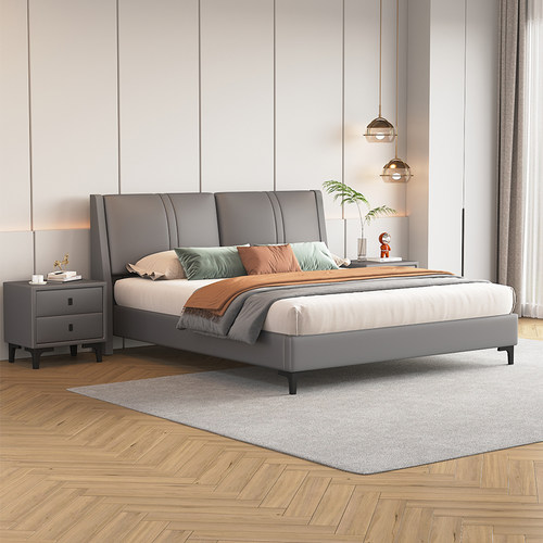 实木床现代简约1.8米家用单双人大床主卧1米5出租房经济型软包床 - 图3