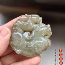 Old Yugu playing with the AncestorsGeneration of the Elders Fortune jade Pei handlebar piece Small swing piece Qingbin 037