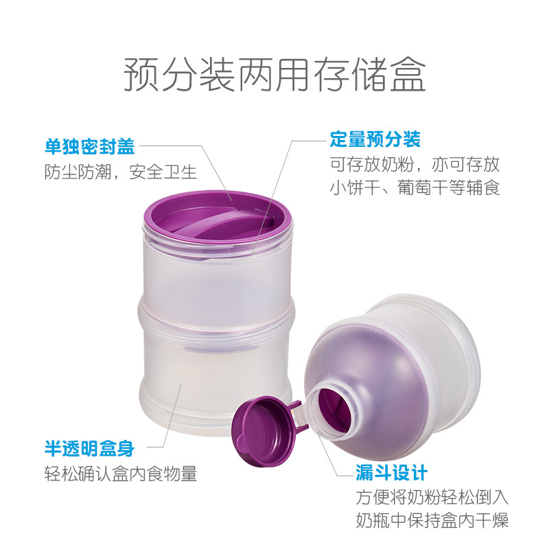nuk奶粉定量储存盒三层分格分装盒 NUK奶粉储存盒/奶粉盒