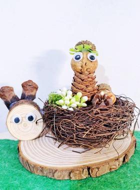 儿童diy材料手工制作木片松果