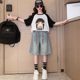ຊຸດ denim ເດັກຍິງ summer ຊຸດ pants ແຂນສັ້ນສອງສິ້ນ