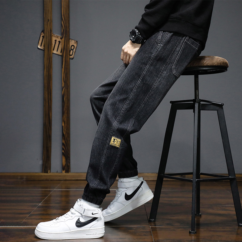 啄木鸟加绒加厚牛仔裤男宽松束脚哈伦裤2025春秋季新款休闲长裤子,淘宝优惠券,粉丝福利购,淘宝优惠卷