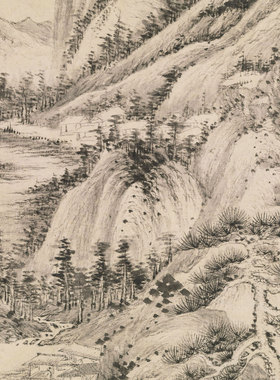 王鉴 云壑松阴图 山水立轴 国画装裱 墙面装饰 纸本绢布 微喷复制