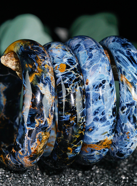 天然彼得石手镯女小众设计暴风雨宝石猫眼石镯子时尚显白首饰