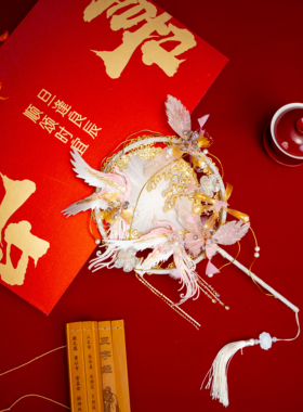 新款双面团扇新娘结婚蚕丝扇diy材料包非遗手工高级婚扇喜扇成品
