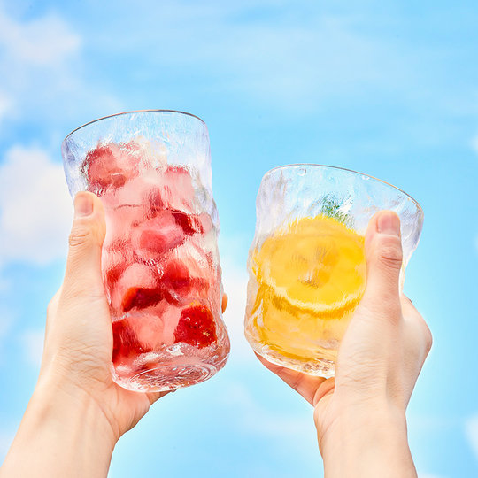 冰川纹玻璃杯女生高颜值水杯夏季ins风啤酒杯男生饮料杯咖啡杯子