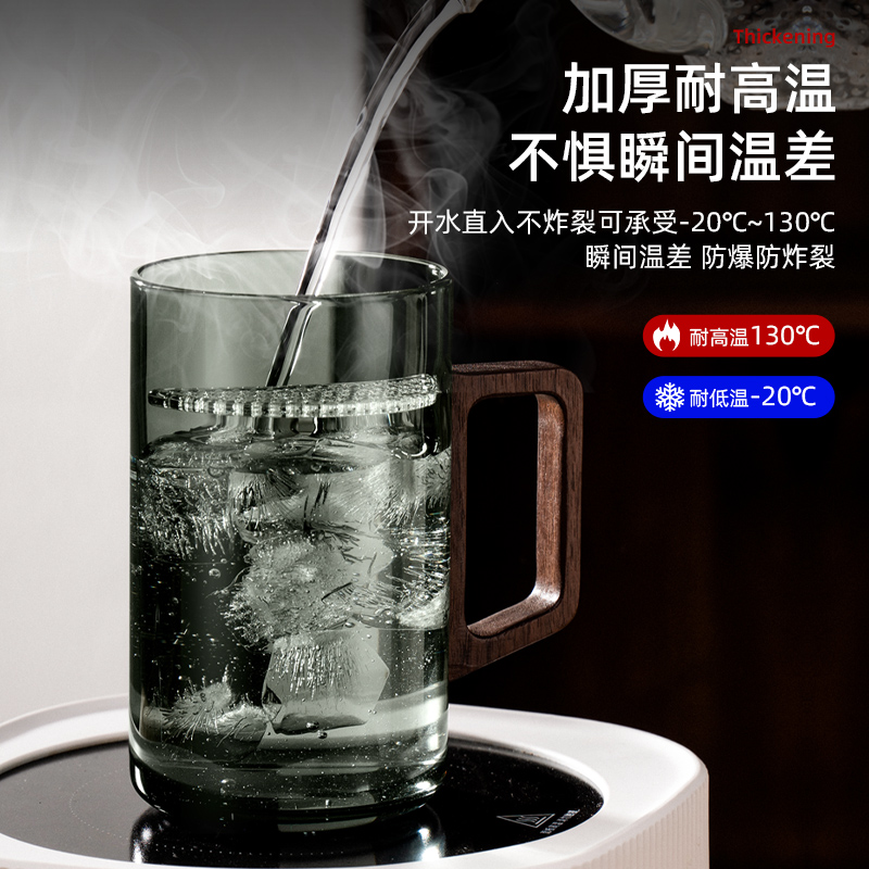 月牙杯玻璃水杯大容量茶水分离过滤带把办公室茶具耐高温泡茶杯子 - 图0