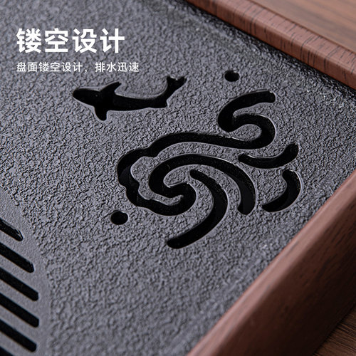 捷安玺茶盘家用仿乌金石办公室小型茶台茶海茶具沥水干泡台茶托盘 - 图2