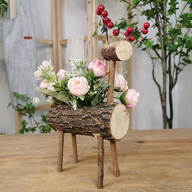 北欧原生态木质个性创意小鹿房子多肉花盆摆件店面幼儿园橱窗装饰,淘宝优惠券,粉丝福利购,淘宝优惠卷