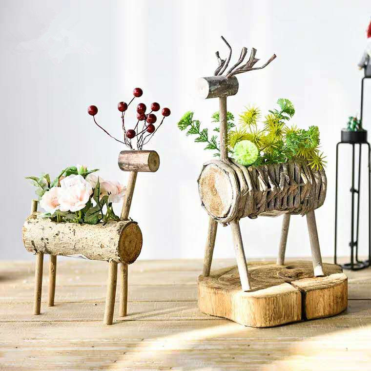 北欧原生态木质个性创意小鹿房子多肉花盆摆件店面幼儿园橱窗装饰,淘宝优惠券,粉丝福利购,淘宝优惠卷