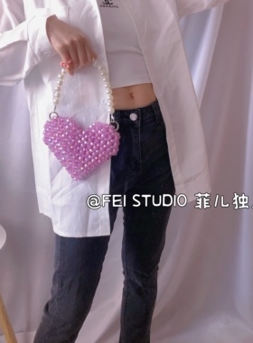 DIY编织材料包手工自制送礼物串珠包珍珠包包仙女手提爱心女包
