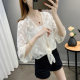 Lace shawl hollow chiffon cardigan jacket blouse ຂອງແມ່ຍິງ