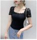 Hollow lace square neck sexy top